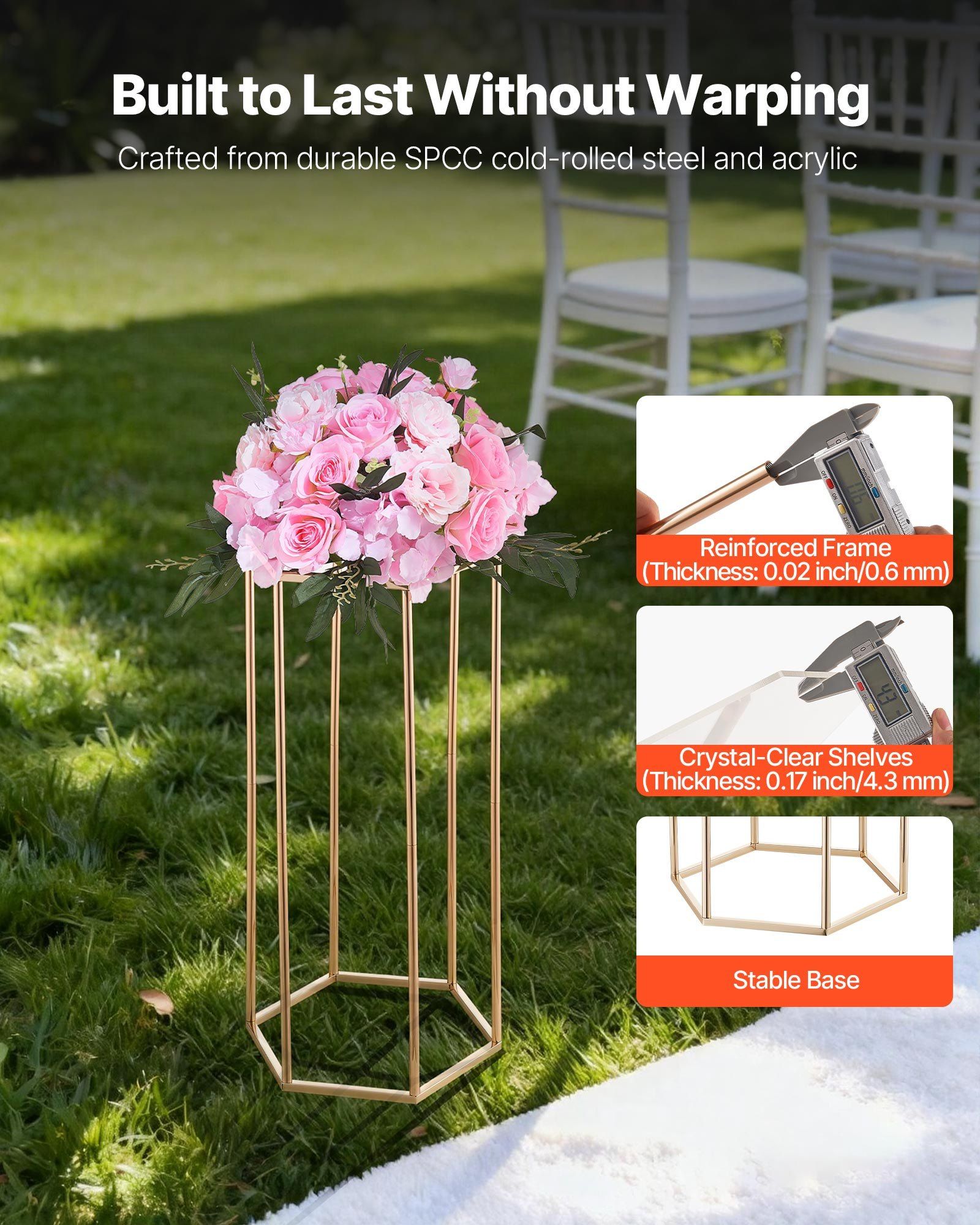Wedding Flower Stand, 10PCS 60cm Column Flower Stand, Floral Stands with Acrylic Laminate, Hexagonal Cubic V952-HLHJLFT10J60YUXKY001V0