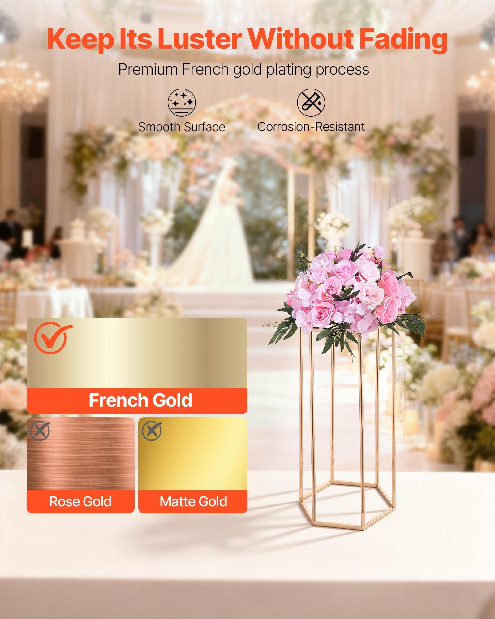 Wedding Flower Stand, 10PCS 60cm Column Flower Stand, Floral Stands with Acrylic Laminate, Hexagonal Cubic V952-HLHJLFT10J60YUXKY001V0