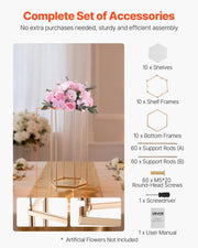 Wedding Flower Stand, 10PCS 60cm Column Flower Stand, Floral Stands with Acrylic Laminate, Hexagonal Cubic V952-HLHJLFT10J60YUXKY001V0