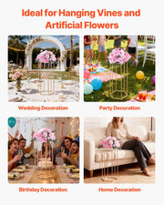 Wedding Flower Stand, 10PCS 60cm Column Flower Stand, Floral Stands with Acrylic Laminate, Hexagonal Cubic V952-HLHJLFT10J60YUXKY001V0