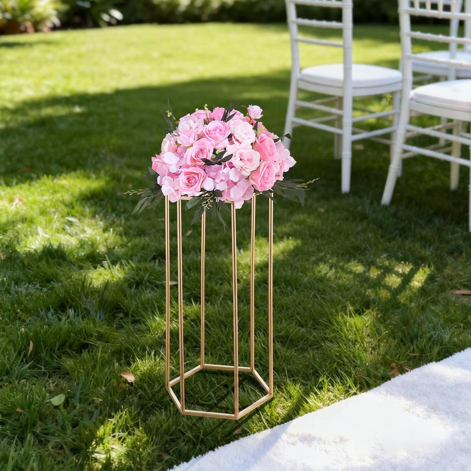 Wedding Flower Stand, 10PCS 60cm Column Flower Stand, Floral Stands with Acrylic Laminate, Hexagonal Cubic V952-HLHJLFT10J60YUXKY001V0