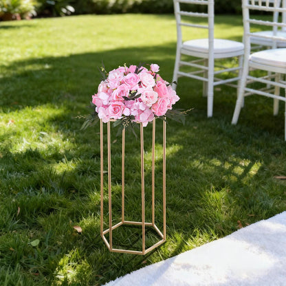 Wedding Flower Stand, 10PCS 60cm Column Flower Stand, Floral Stands with Acrylic Laminate, Hexagonal Cubic V952-HLHJLFT10J60YUXKY001V0