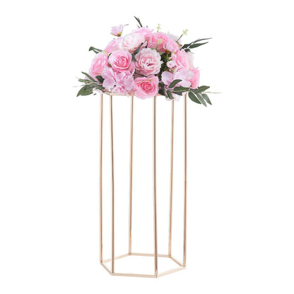 Wedding Flower Stand, 10PCS 60cm Column Flower Stand, Floral Stands with Acrylic Laminate, Hexagonal Cubic V952-HLHJLFT10J60YUXKY001V0
