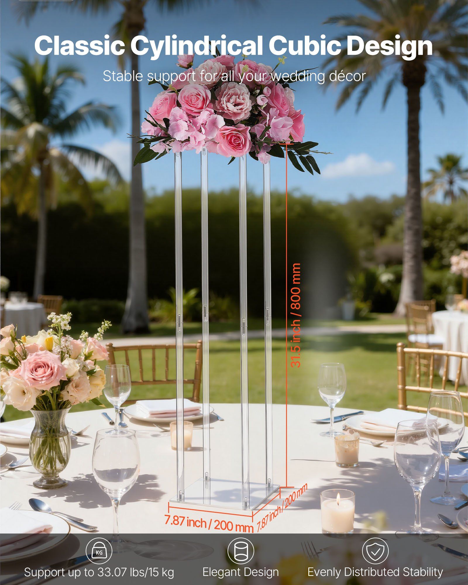 Wedding Flower Stand, 10PCS 80cm Column Flower Stand, Floral Stands with Acrylic Laminate, Cylindrical Cubic V952-HLHJLFT10J806TMWQ001V0