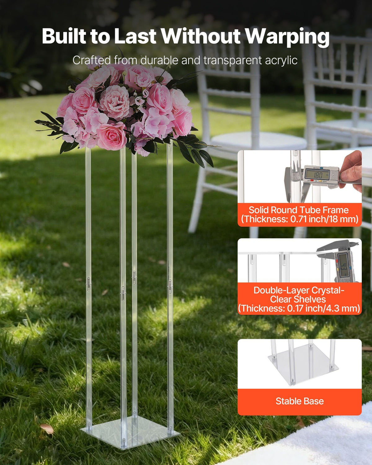 Wedding Flower Stand, 10PCS 80cm Column Flower Stand, Floral Stands with Acrylic Laminate, Cylindrical Cubic V952-HLHJLFT10J806TMWQ001V0
