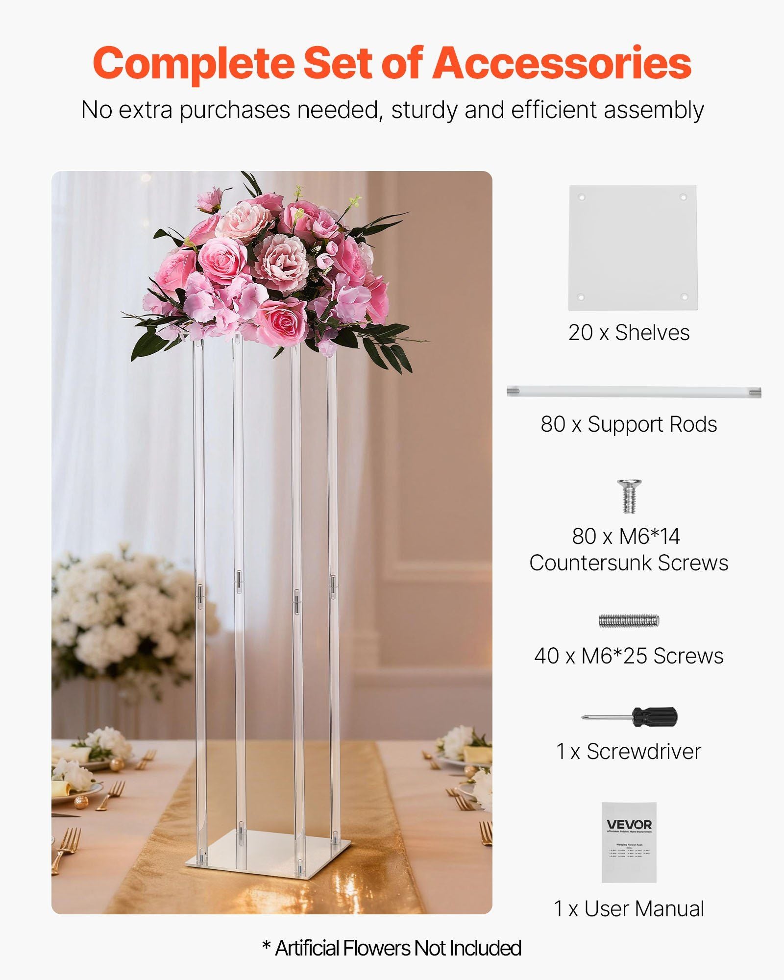 Wedding Flower Stand, 10PCS 80cm Column Flower Stand, Floral Stands with Acrylic Laminate, Cylindrical Cubic V952-HLHJLFT10J806TMWQ001V0