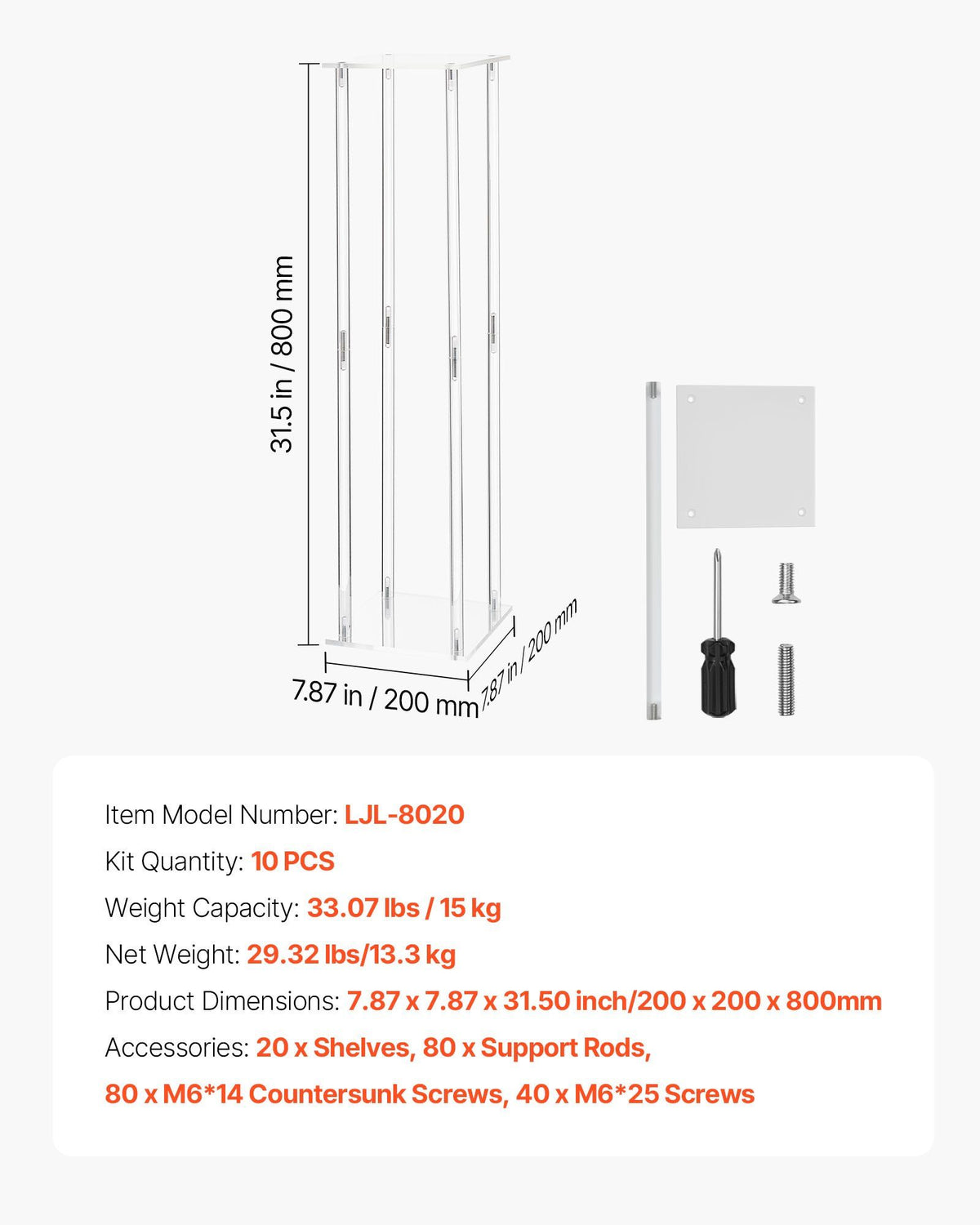 Wedding Flower Stand, 10PCS 80cm Column Flower Stand, Floral Stands with Acrylic Laminate, Cylindrical Cubic V952-HLHJLFT10J806TMWQ001V0