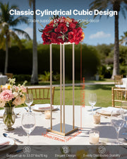 Wedding Flower Stand, 10PCS 80cm Column Flower Stand, Floral Stands with Metal Laminate, Cylindrical Cubic V952-HLHJLFT10J80A3YYA001V0