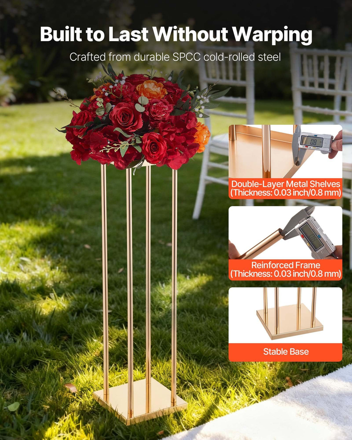 Wedding Flower Stand, 10PCS 80cm Column Flower Stand, Floral Stands with Metal Laminate, Cylindrical Cubic V952-HLHJLFT10J80A3YYA001V0