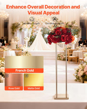 Wedding Flower Stand, 10PCS 80cm Column Flower Stand, Floral Stands with Metal Laminate, Cylindrical Cubic V952-HLHJLFT10J80A3YYA001V0