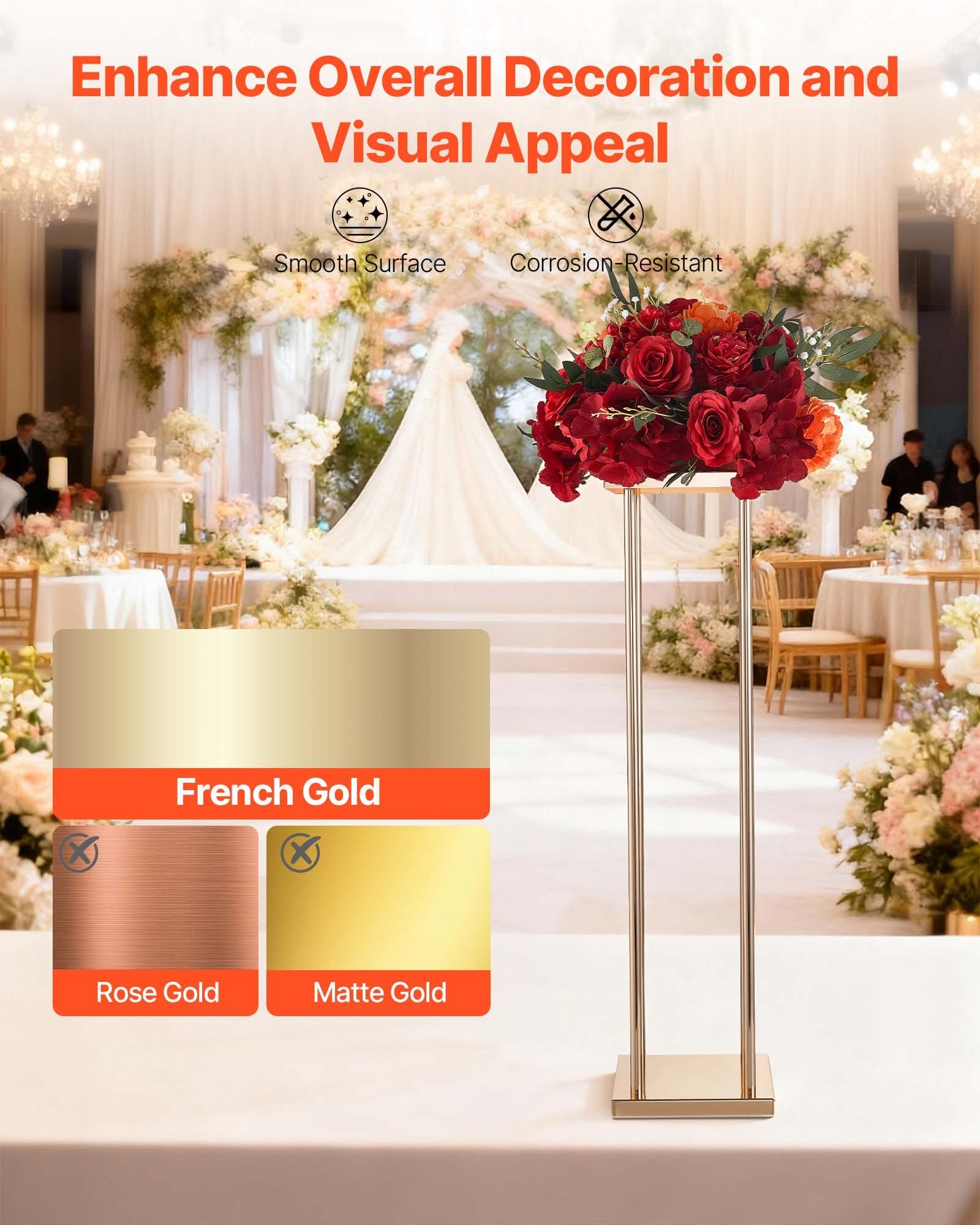 Wedding Flower Stand, 10PCS 80cm Column Flower Stand, Floral Stands with Metal Laminate, Cylindrical Cubic V952-HLHJLFT10J80A3YYA001V0