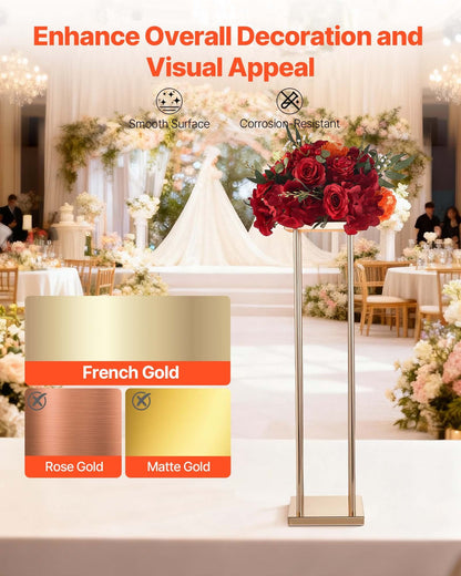 Wedding Flower Stand, 10PCS 80cm Column Flower Stand, Floral Stands with Metal Laminate, Cylindrical Cubic V952-HLHJLFT10J80A3YYA001V0