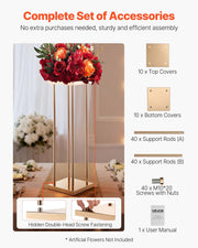 Wedding Flower Stand, 10PCS 80cm Column Flower Stand, Floral Stands with Metal Laminate, Cylindrical Cubic V952-HLHJLFT10J80A3YYA001V0