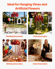 Wedding Flower Stand, 10PCS 80cm Column Flower Stand, Floral Stands with Metal Laminate, Cylindrical Cubic V952-HLHJLFT10J80A3YYA001V0
