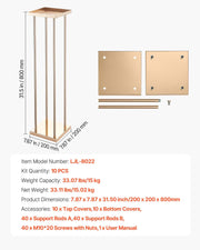 Wedding Flower Stand, 10PCS 80cm Column Flower Stand, Floral Stands with Metal Laminate, Cylindrical Cubic V952-HLHJLFT10J80A3YYA001V0