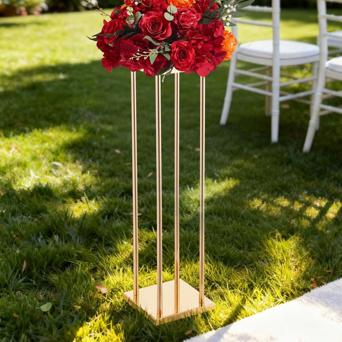 Wedding Flower Stand, 10PCS 80cm Column Flower Stand, Floral Stands with Metal Laminate, Cylindrical Cubic V952-HLHJLFT10J80A3YYA001V0