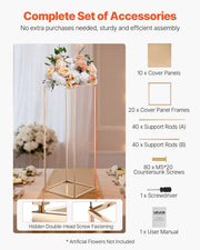 Wedding Flower Stand, 10PCS 80cm Column Flower Stand, Floral Stands with Metal Laminate, Gold Rectangular V952-HLHJLFT10J80SU4X0001V0