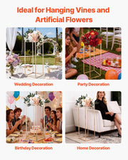 Wedding Flower Stand, 10PCS 80cm Column Flower Stand, Floral Stands with Metal Laminate, Gold Rectangular V952-HLHJLFT10J80SU4X0001V0