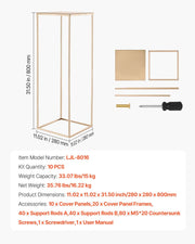 Wedding Flower Stand, 10PCS 80cm Column Flower Stand, Floral Stands with Metal Laminate, Gold Rectangular V952-HLHJLFT10J80SU4X0001V0