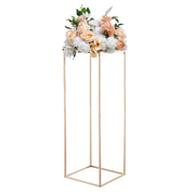 Wedding Flower Stand, 10PCS 80cm Column Flower Stand, Floral Stands with Metal Laminate, Gold Rectangular V952-HLHJLFT10J80SU4X0001V0