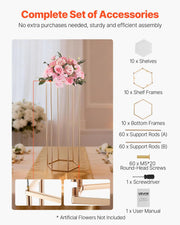 Wedding Flower Stand, 10PCS 80cm Column Flower Stand, Floral Stands with Acrylic Laminate, Hexagonal Cubic V952-HLHJLFT10J80XDSZ1001V0