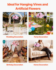 Wedding Flower Stand, 10PCS 80cm Column Flower Stand, Floral Stands with Acrylic Laminate, Hexagonal Cubic V952-HLHJLFT10J80XDSZ1001V0