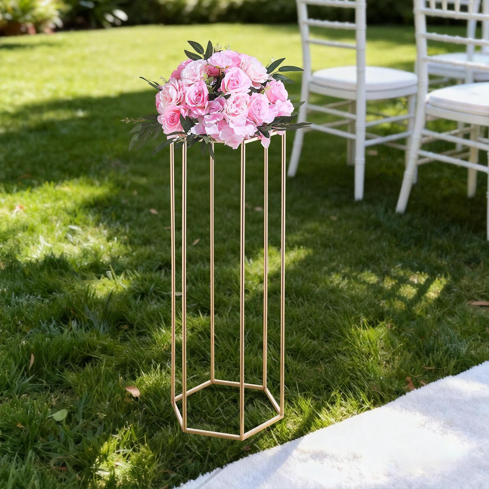 Wedding Flower Stand, 10PCS 80cm Column Flower Stand, Floral Stands with Acrylic Laminate, Hexagonal Cubic V952-HLHJLFT10J80XDSZ1001V0
