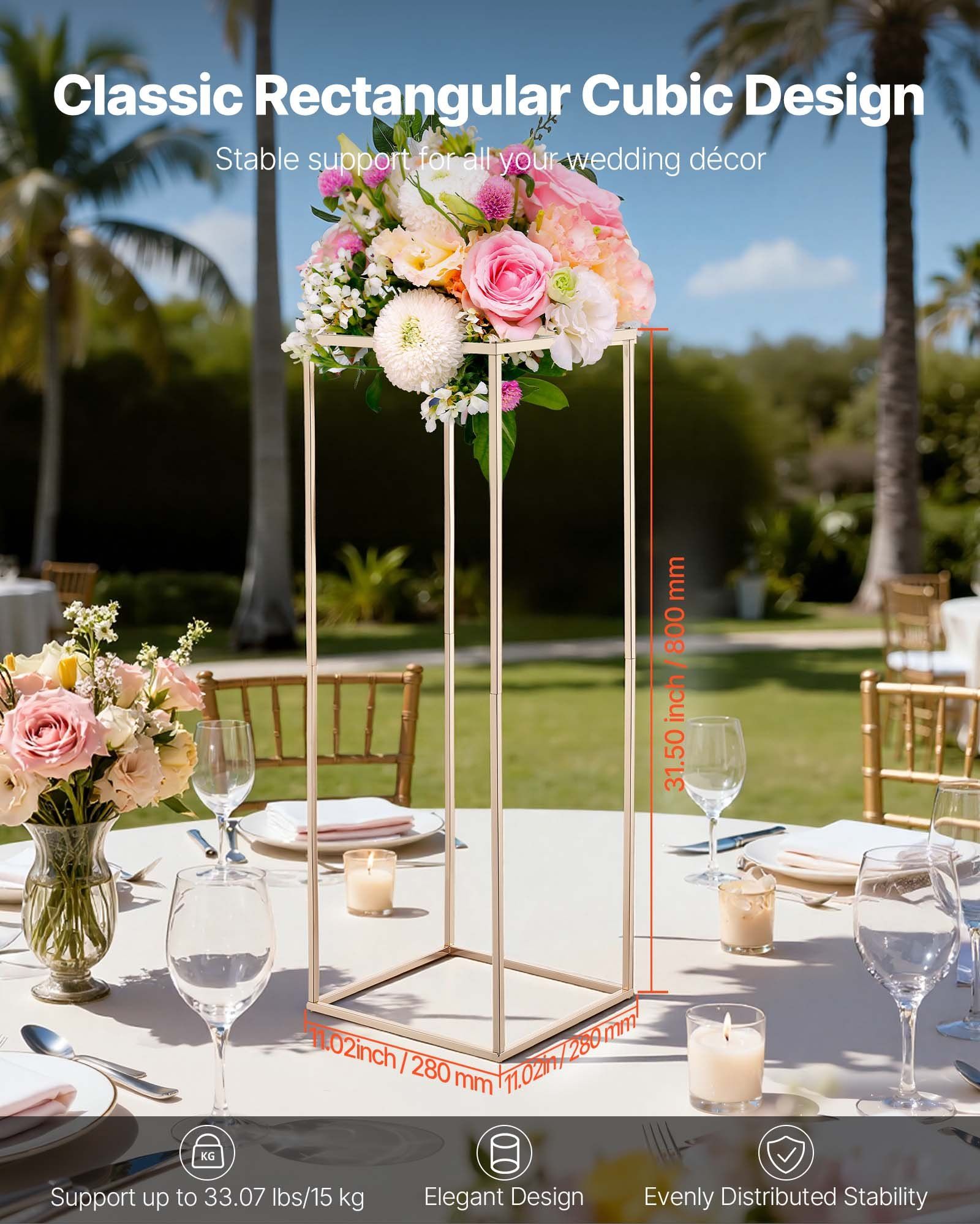 Wedding Flower Stand, 10PCS 80cm Column Flower Stand, Floral Stands with Hidden Screw, Rectangular Cubic V952-HLHJLFT10J80Y446M001V0