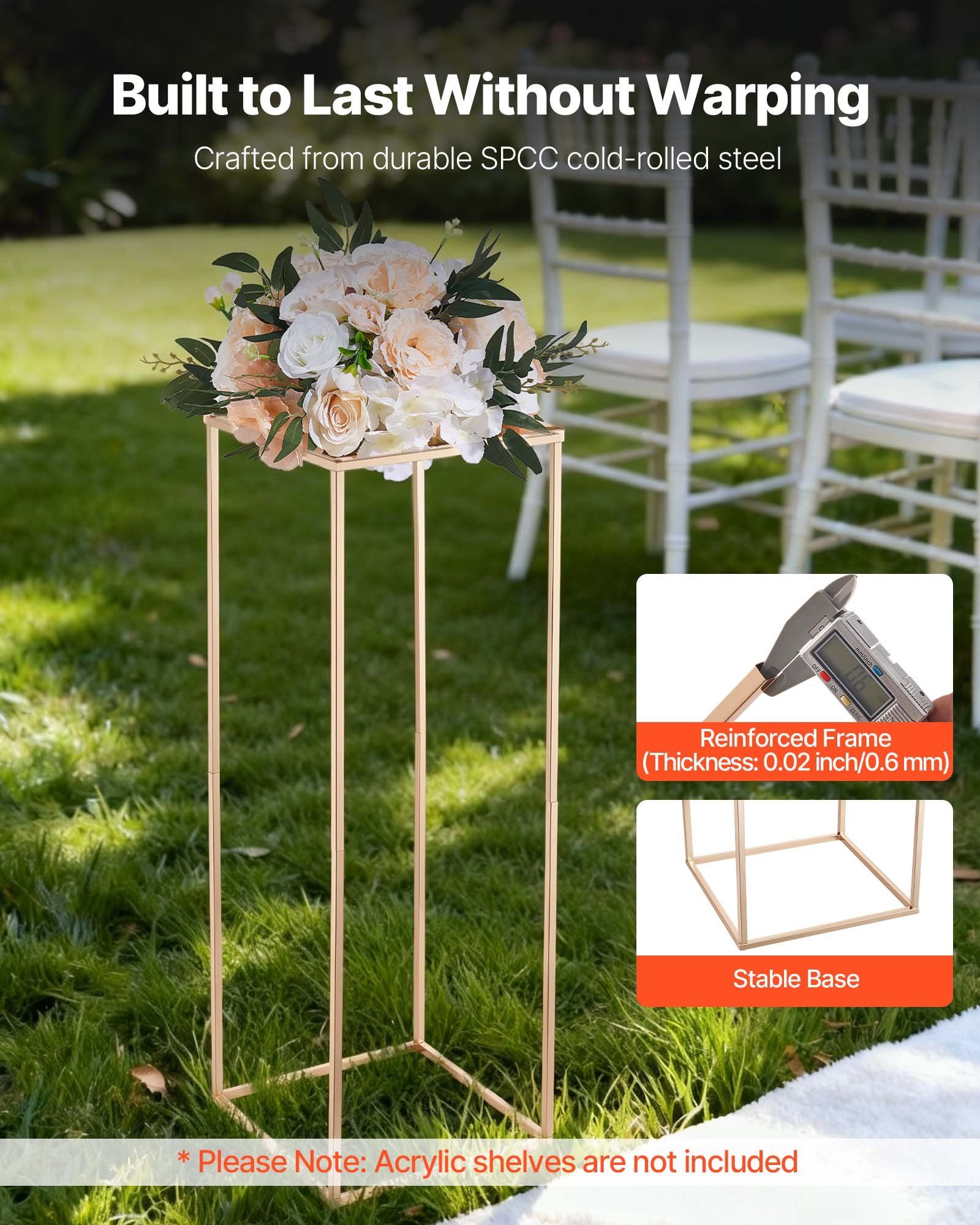 Wedding Flower Stand, 10PCS 80cm Column Flower Stand, Floral Stands with Hidden Screw, Rectangular Cubic V952-HLHJLFT10J80Y446M001V0