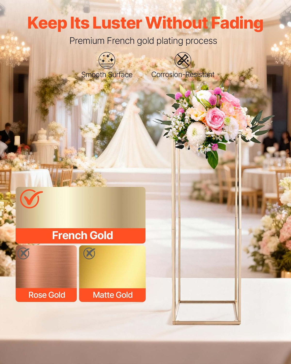 Wedding Flower Stand, 10PCS 80cm Column Flower Stand, Floral Stands with Hidden Screw, Rectangular Cubic V952-HLHJLFT10J80Y446M001V0