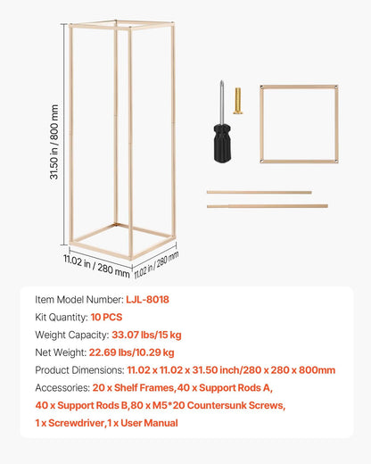 Wedding Flower Stand, 10PCS 80cm Column Flower Stand, Floral Stands with Hidden Screw, Rectangular Cubic V952-HLHJLFT10J80Y446M001V0