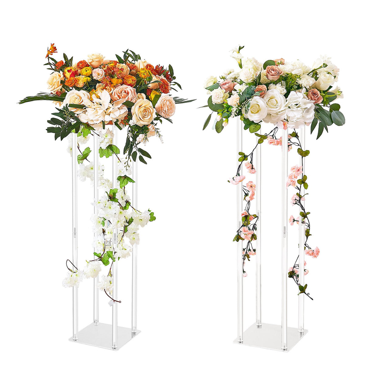2PCS 31.5inch/80cm High Wedding Flower Stand, With Acrylic Laminate,Acrylic Vase Column Geometric Centerpiece V952-HLHJLFTJXKTLPJWCUV0