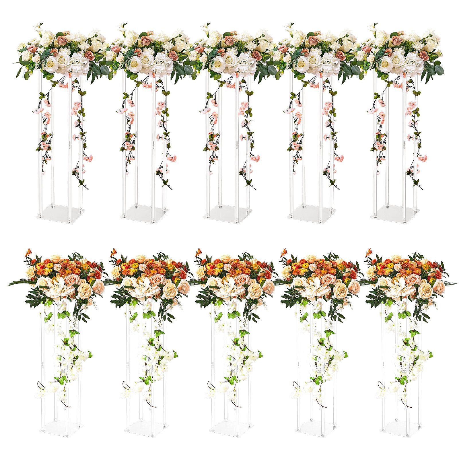 10PCS 23.6inch/60cm High Wedding Flower Stand, With Acrylic Laminate,Acrylic Vase Column Geometric V952-HLHJLFTJXKTLPNM7WV0