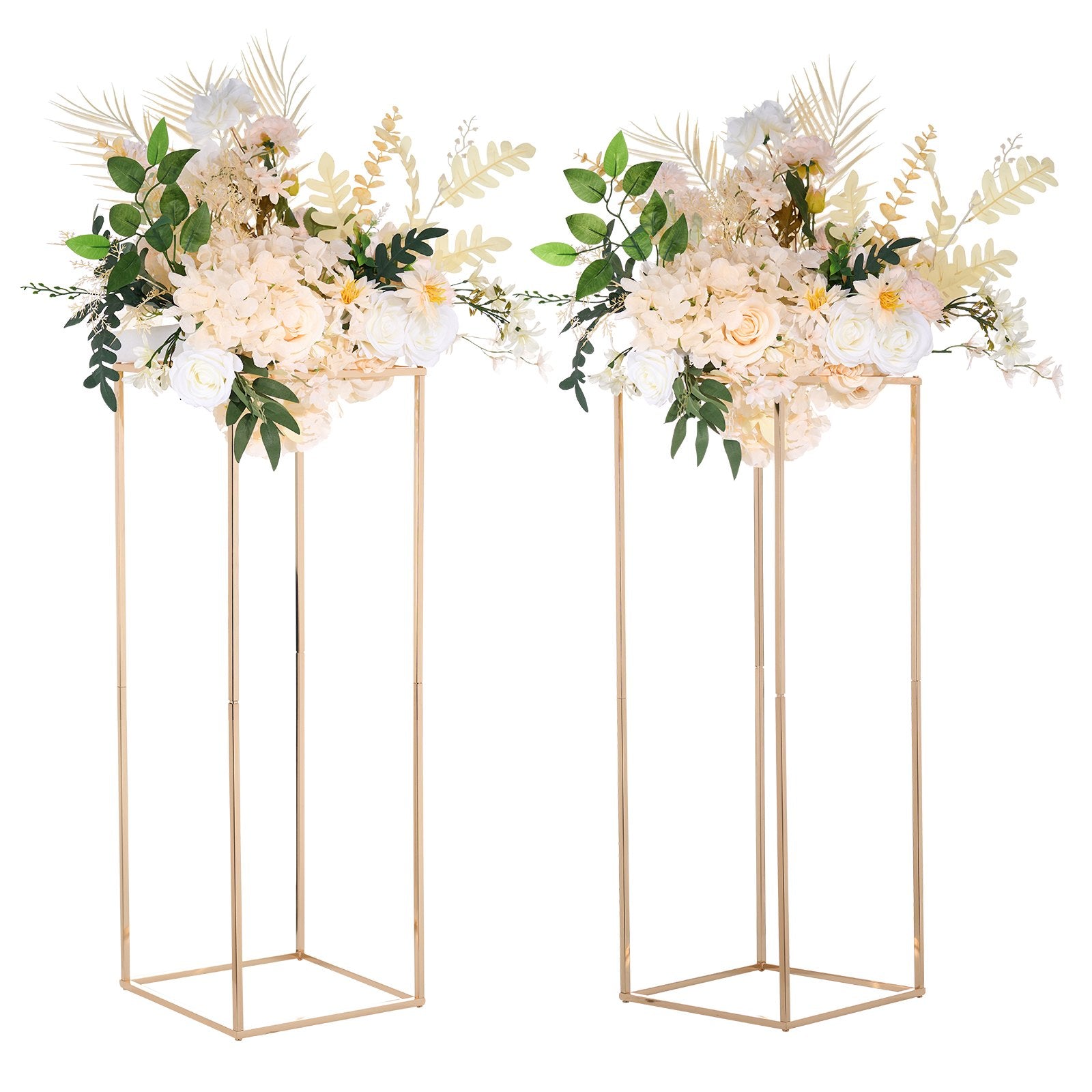 2PCS 31.5inch/80cm High Wedding Flower Stand, Metal Vase Column Geometric Centerpiece Stands, Gold V952-HLHJLFTJXKWCGALT3V0