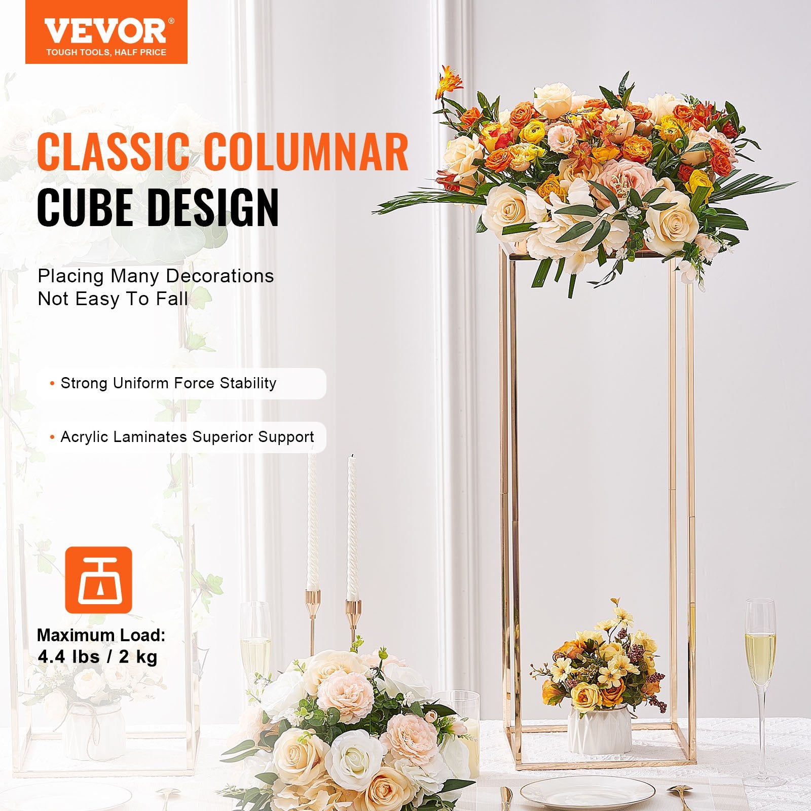 2PCS 31.5inch/80cm High Wedding Flower Stand, With Acrylic Laminate,Metal Vase Column Geometric Centerpiece V952-HLHJLFTJXKYLBM79EV0