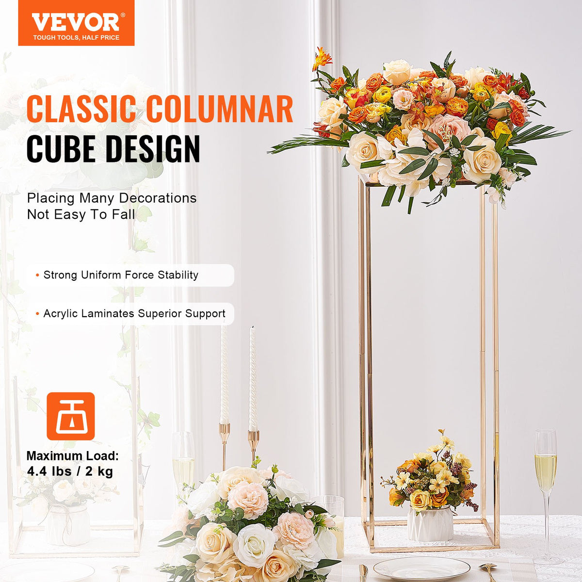 2PCS 31.5inch/80cm High Wedding Flower Stand, With Acrylic Laminate,Metal Vase Column Geometric Centerpiece V952-HLHJLFTJXKYLBM79EV0