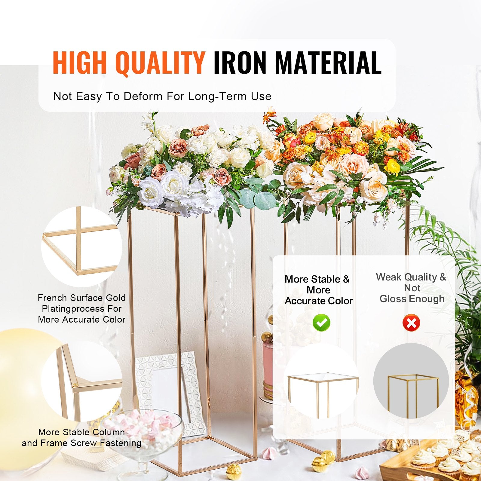 2PCS 31.5inch/80cm High Wedding Flower Stand, With Acrylic Laminate,Metal Vase Column Geometric Centerpiece V952-HLHJLFTJXKYLBM79EV0