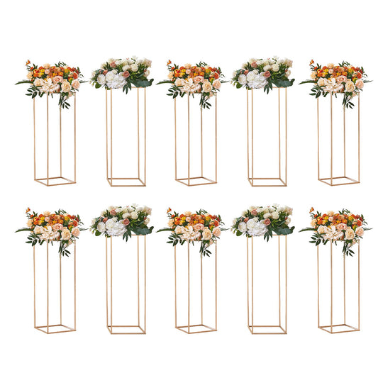 10PCS 31.5inch/80cm High Wedding Flower Stand, With Acrylic Laminate,Metal Vase Column Geometric Centerpiece V952-HLHJLFTJXKYLGS0OLV0