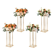 4PCS Gold Metal Column Wedding Flower Stand, 23.6inch /60cm High With Metal Laminate, Vase Geometric V952-HLHJLFTZTCBJORF4QV0