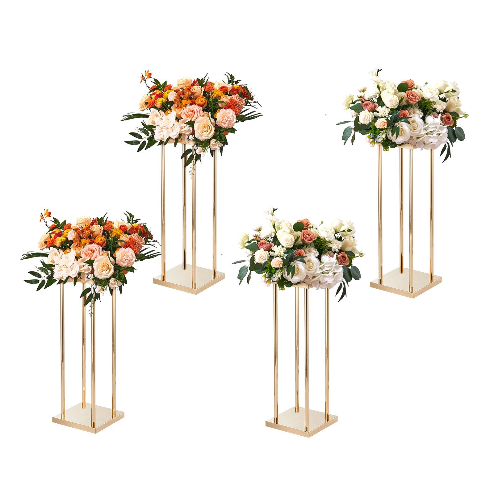 4PCS Gold Metal Column Wedding Flower Stand, 23.6inch /60cm High With Metal Laminate, Vase Geometric V952-HLHJLFTZTCBJORF4QV0