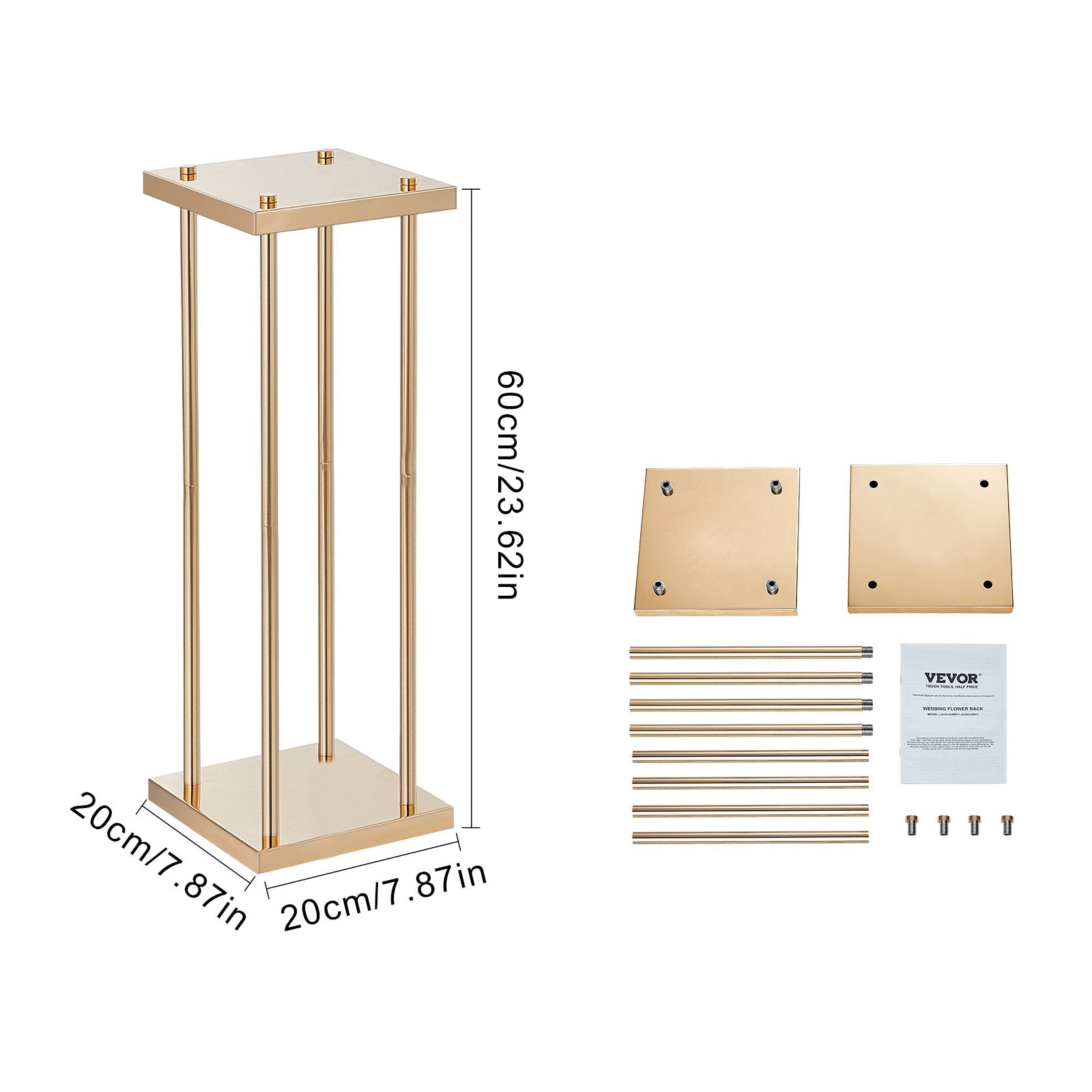 4PCS Gold Metal Column Wedding Flower Stand, 23.6inch /60cm High With Metal Laminate, Vase Geometric V952-HLHJLFTZTCBJORF4QV0