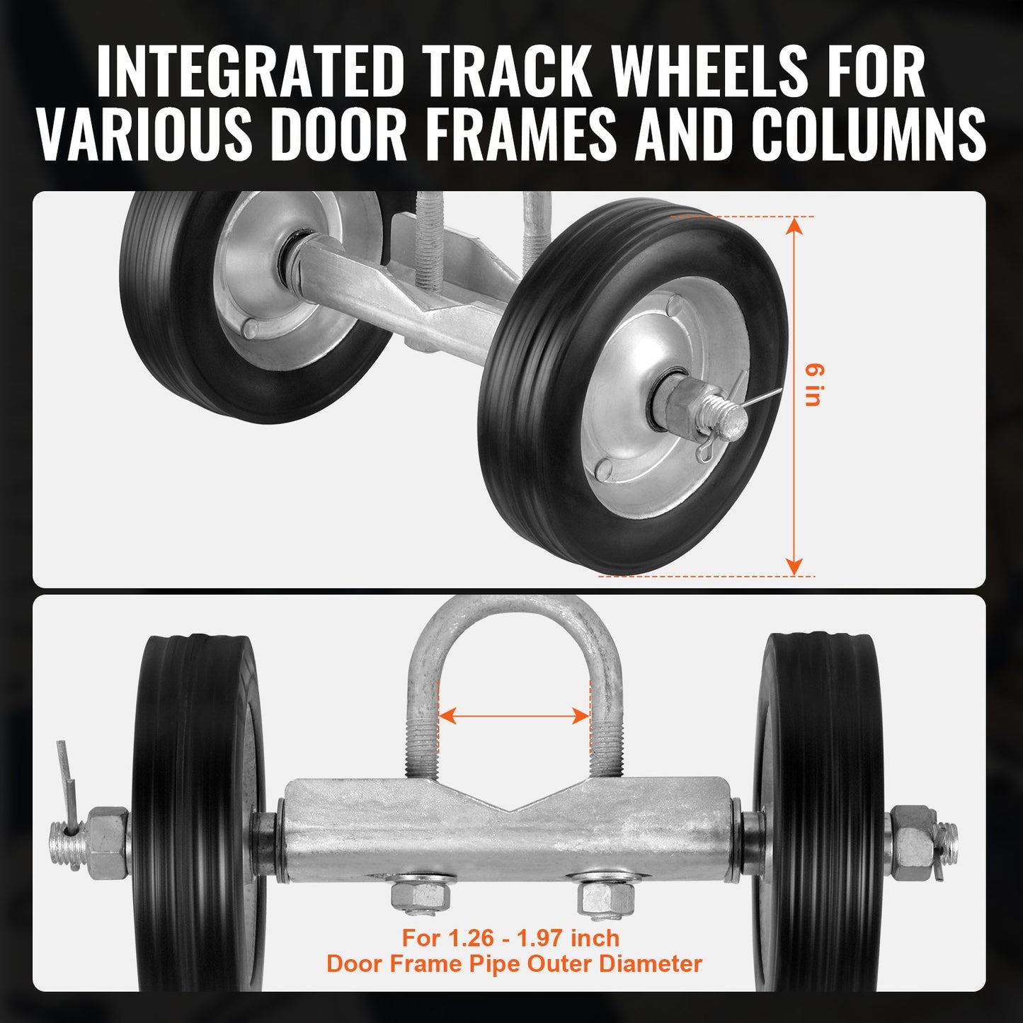 Sliding Gate Kit 6" Heavy Duty Rolling Hardware for Door 600 lbs Load V952-HLHMJLJ6INCHGYJBVV0
