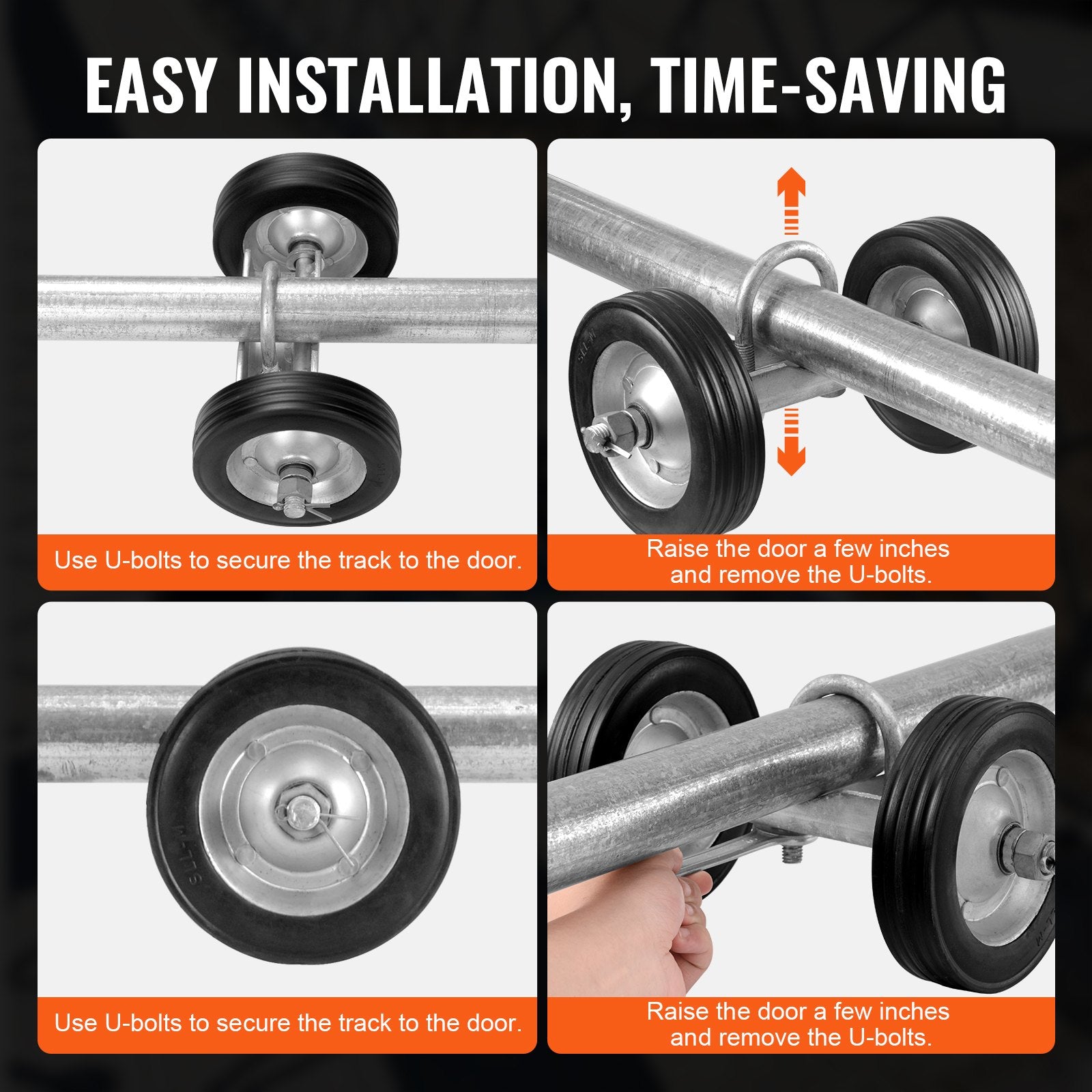 Sliding Gate Kit 6" Heavy Duty Rolling Hardware for Door 600 lbs Load V952-HLHMJLJ6INCHGYJBVV0
