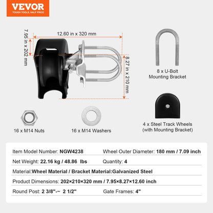 Sliding Gate Kit, Rolling Gate Hardware Kit w/ U-Shaped Wheel Groove for Cantilever Sliding Gates and Rolling V952-HLHMPJGGLDLX7K6SCV0