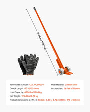 Prylever Bar, 2994 kg Weight Capacity, 1.4 m Carbon Steel Handle Lever Dolly, Pry Lever Bar with Wheels for V952-HLQG60INCH66SB4AX001V0