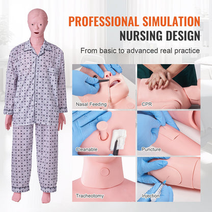 Nursing Training Manikin, Male Life Size Demonstration Human Manikin for Nursing Training, Multifunctional V952-HLRTMXDBLNXH3GWPCV0