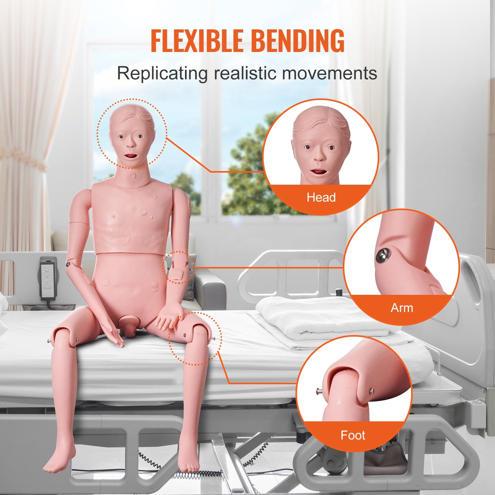 Nursing Training Manikin, Male Life Size Demonstration Human Manikin for Nursing Training, Multifunctional V952-HLRTMXDBLNXH3GWPCV0