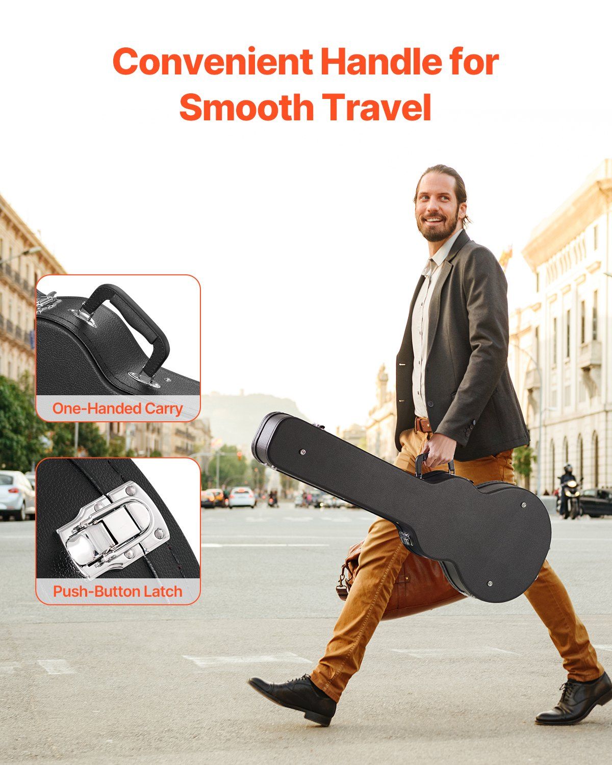 Electric Guitar Hard Case, 1050 mm Gourd-Shaped Guitar Hard Case, With Lock Latch Key Handle, PVC Padding V952-HLXJTYHHLXJH98R2TV0