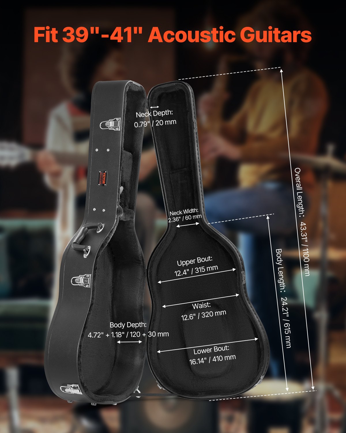 Acoustic Guitar Hard Case 1100 mm With Lock Key And for Acoustic Guitar V952-HLXJTYHHLXJHXE9DEV0