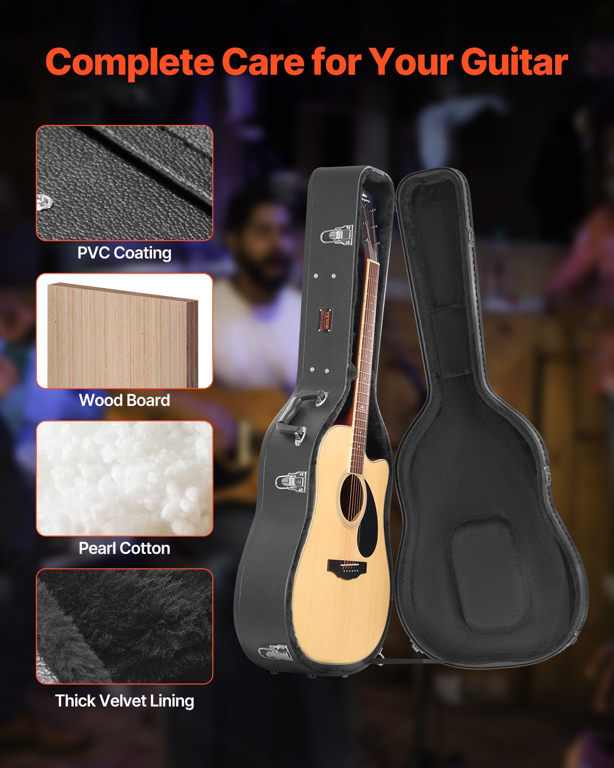 Acoustic Guitar Hard Case 1100 mm With Lock Key And for Acoustic Guitar V952-HLXJTYHHLXJHXE9DEV0